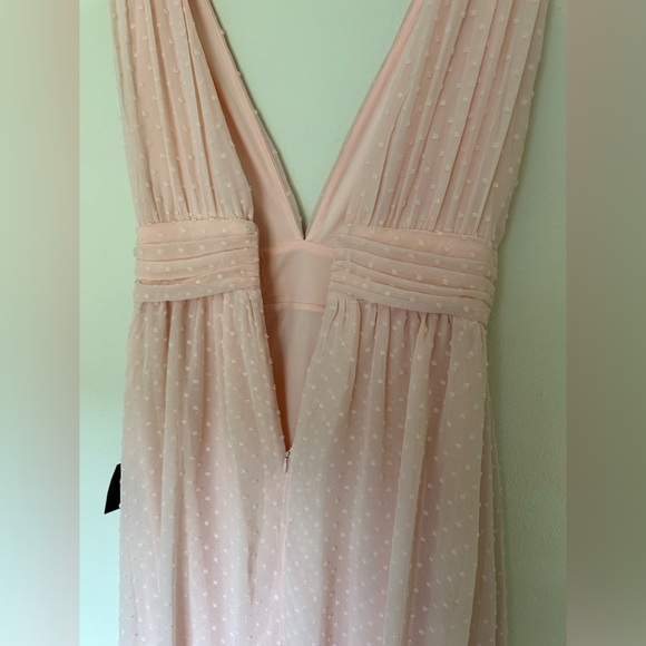 NWT LULUS Wonderful Occasion True Blush Swiss Dot Sleeveless Maxi Dress - Picture 7 of 7